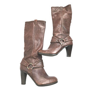 Frye Company Vicki Tail Womens Size 8 Boots Brown Leather Riding Harness Boots